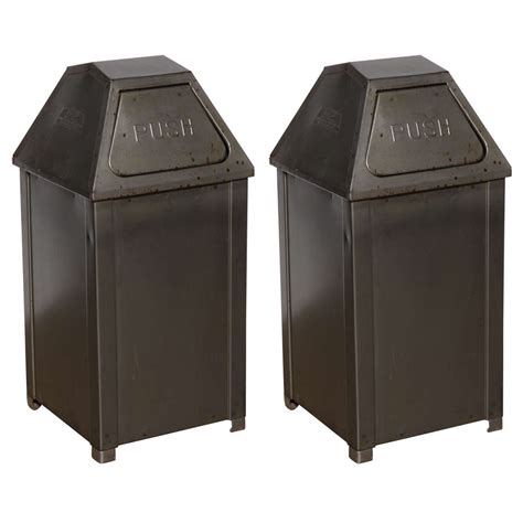 Pair of Mid-Century Industrial Mini "PUSH" Steel Trash Cans at 1stDibs ...