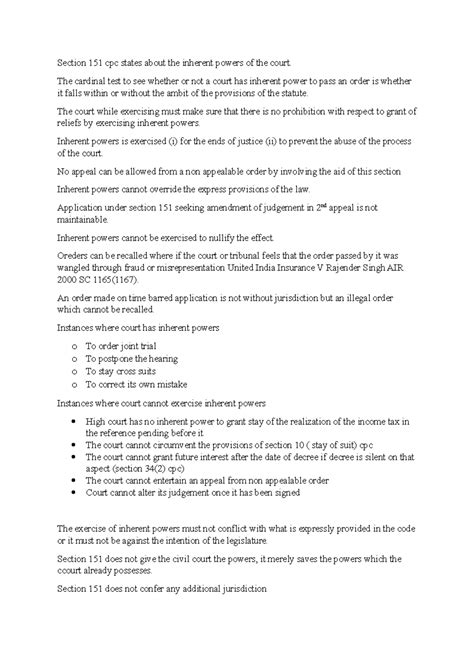 Section 151 cpc inteterpretation - Section 151 cpc states about the ...