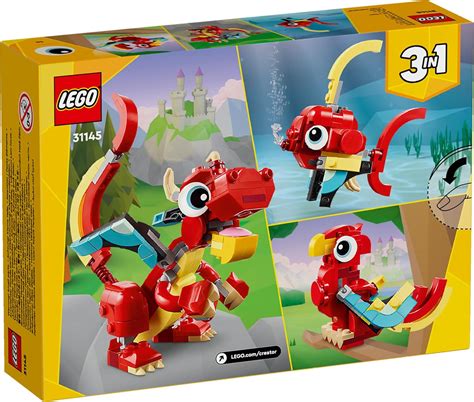 LEGO Creator Red Dragon 3in1 Animal Toy Set (149 Pieces) | 6+ Years ...