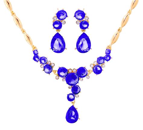 Buy RUVEE Blue Sapphire Gemstones Studded Jewelry Necklace Set for ...