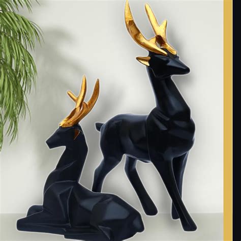 Buy UrbanShilp Hiran/Resin Black Deer Showpiece for Home & Office Decor ...