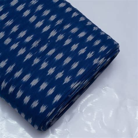 Blue & White Cotton Ikat for Designer Wear | Premium Fabric Online