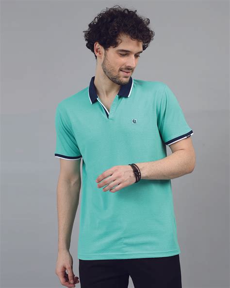 Buy Men's Aqua Green Polo T-shirt Online in India at Bewakoof