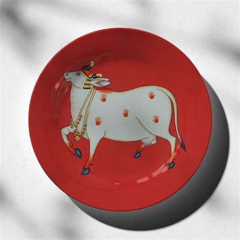 Nandi Cow in Red: Buy Premium Quality Decorative Art Plates Online ...