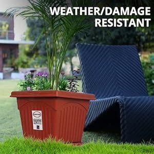 Pepper Agro Square Planter 10 Inch Terracotta (Set of 3) : Amazon.in ...