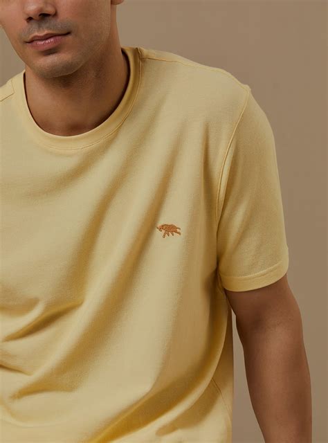 Buy Dandelion Pique Crew | Casual Yellow Solid Crew Neck for Men Online ...