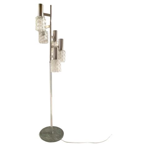 Vintage chromed floor lamp with five decorated glass globes, Italy ...