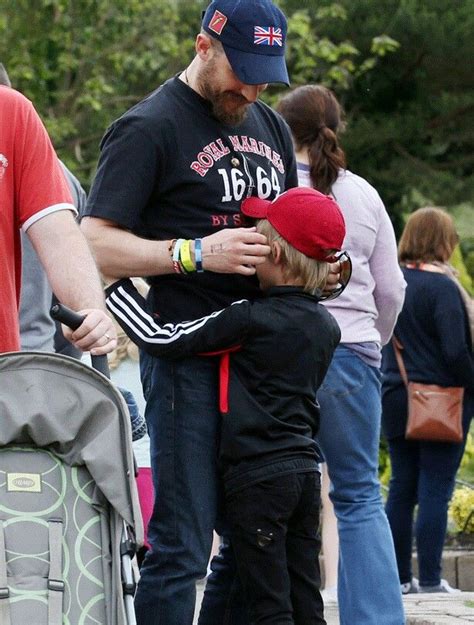 Tom Hardy & his son Louis, so sweet. I wish I could see his face so I ...