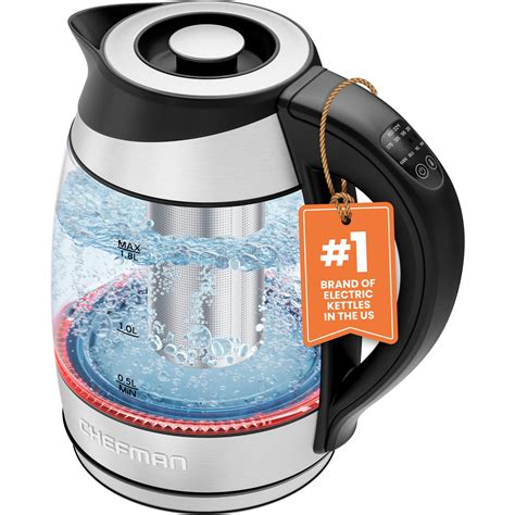 Chefman Electric Kettle with Temperature Control, 5 Presets LED ...