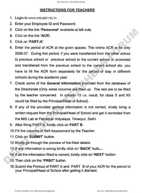 SCHEDULE FOR ONLINE FILLING OF ACR FOR TEACHING STAFF AND INSTRUCTIONS ...