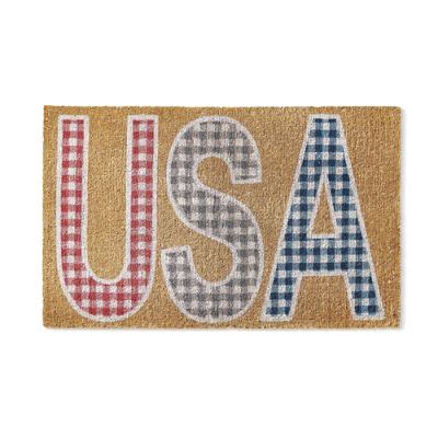 USA Gingham Coir Door Mat | Grandin Road