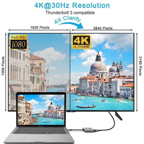 USB C ਤੋਂ 4K HDMI VGA ਮਲਟੀਪੋਰਟ