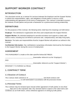 Support Worker Contract Template Form - Fill Online, Printable ...