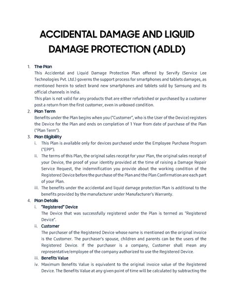 Accidental damage and liquid damage protection - ACCIDENTAL DAMAGE AND ...