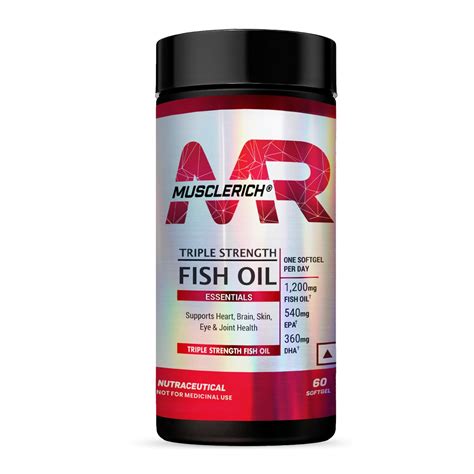 MuscleRich Triple Strength Fish Oil with Omega 3-60 Softgel for Men ...