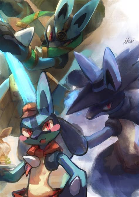 lucario, lucario, and lucario (pokemon and 6 more) drawn by ikei | Danbooru