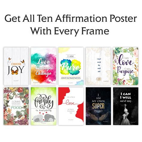 Handcrafted Picture Frame White with 10 Affirmations Posters | Textured ...