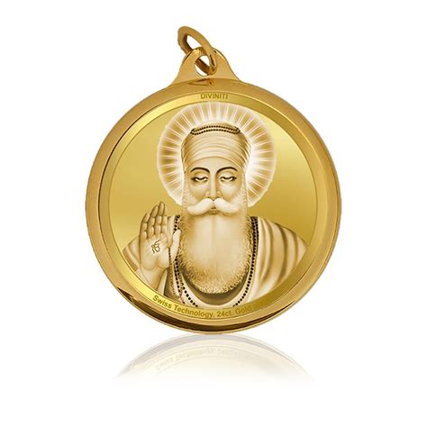 Diviniti 24K Gold Plated Guru Nanak Dev Ji & Ik Onkar 22MM Double Side ...