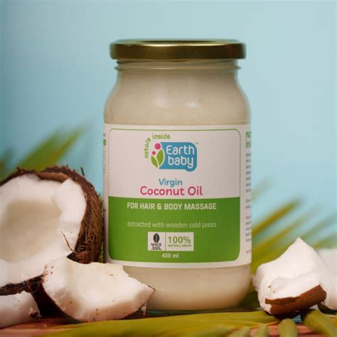EarthBaby 100% Certified Natural Virgin Coconut Oil, Wood Cold Pressed ...