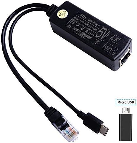 GeeekPi Gigabit USB-C PoE Splitter 48V to 5V IEEE802.3af Power Over ...