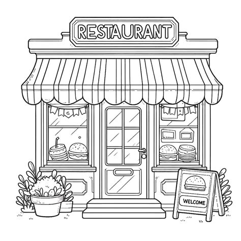 Restaurant Coloring Pages 的图像结果