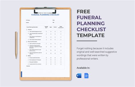 Free Printable Funeral Planning Checklist - FREE Printable