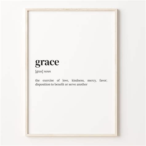 Grace Definition Print, Dictionary Poster, Quote Wall Art, Grace Quote ...