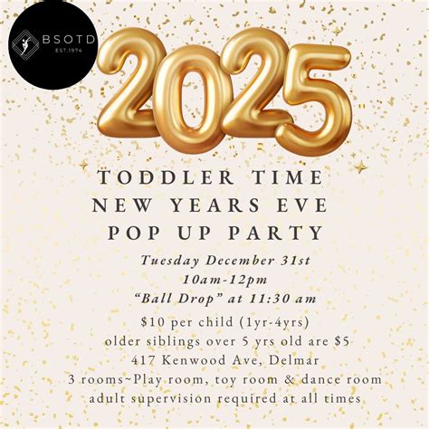2025 NYE Party Toddler Pop Up Play Session, 417 Kenwood Ave, Delmar, NY ...