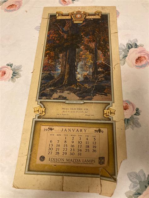 Maxfield Parrish "golden Hours" 1929 Edison Mazda Calendar Complete but ...