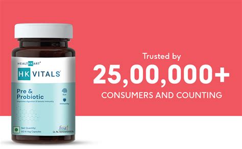HealthKart hk vitals Pre & Probiotics (60 Capsules) | With CFU & 100mg ...