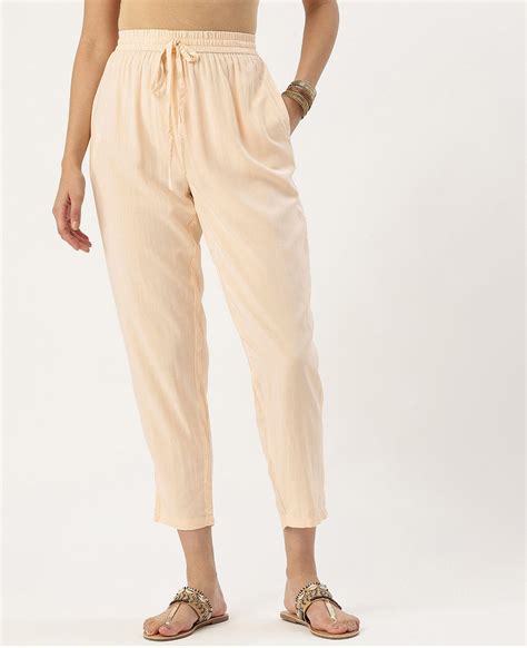 Beige Solid Pencil Pant – Amukti - The Women's Ethnic Fashion Store