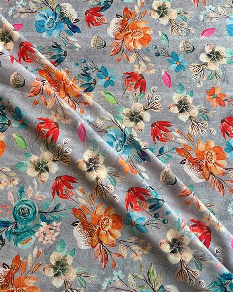 Multi Colour Floral Printed Cotton Linen Fabric – Lavanya India