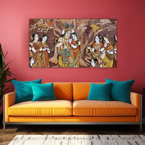 Divine Radha Krishna Wall Painting for Living Room, Bedroom, Office, H ...