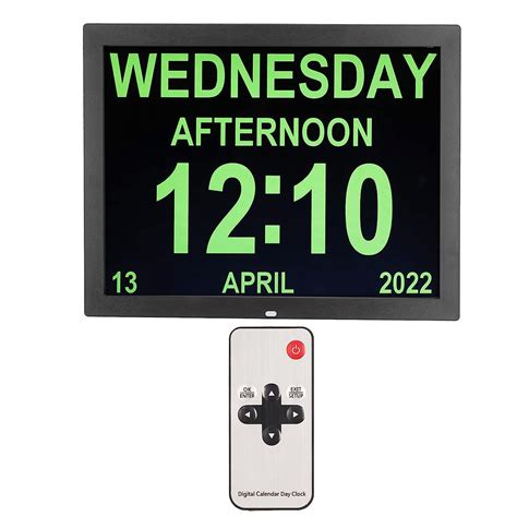 Buy Jaerb Dementia Alarm, Large HD Display Large Digital Day Clock 15in ...