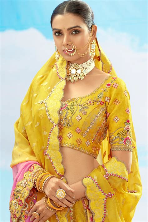 Buy Yellow Embroidery Silk Lehenga lc95 | Saree Buta