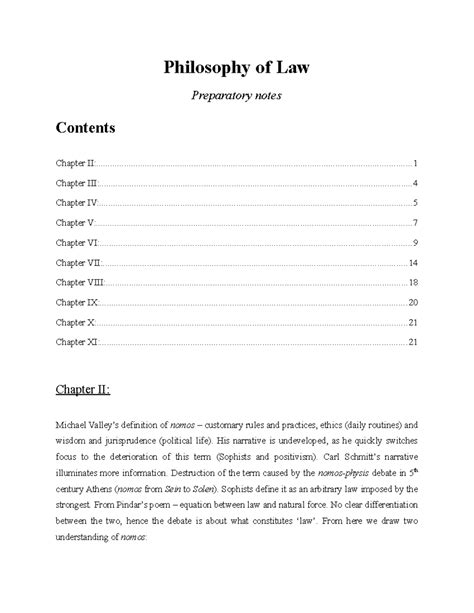 Philosophy of Law notes - Philosophy of Law Preparatory notes Contents ...