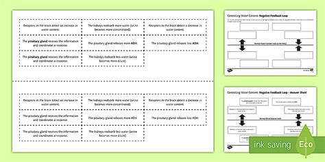 Controlling Water Content Negative Feedback Loop Sequencing Cards