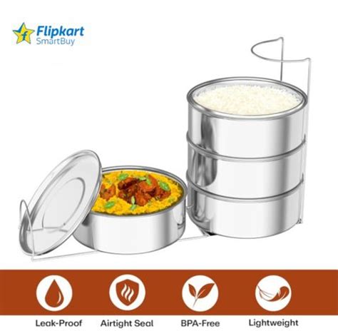 Flipkart.com | Flipkart SmartBuy Tiffin Box for Office | Stainless 4 ...