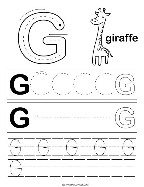 Letter G alphabet tracing worksheets - Free printable PDF - Worksheets ...