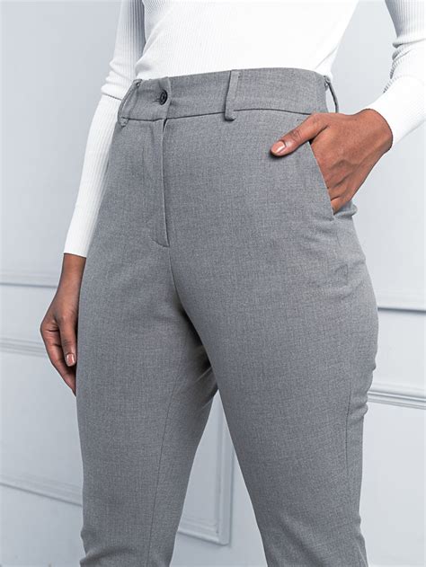 Buy Women's Mineral Grey Stretch Trouser Online in India