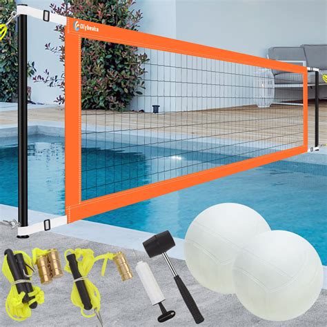 Adjustable Max Length 25 ft Pool Volleyball Net for In Ground Swimming ...