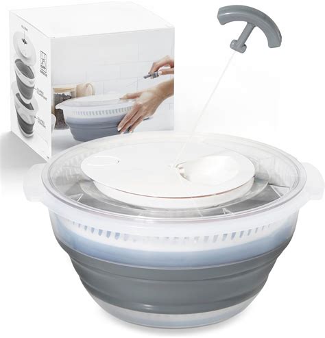 COOK WITH COLOR Collapsible Salad Spinner - 4 QT Space Saving Lettuce ...