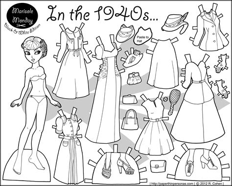In the 1940s paper doll coloring page – Artofit