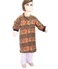 Unique Kids Ethnic Jacket with Navy Blue Kurta and Churidar Pants