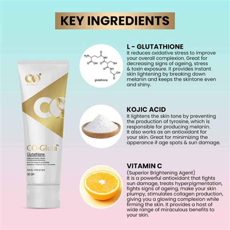 CO Luxury Glutathione Cream - Skin Lightening with Kojic Acid, Vitamin ...