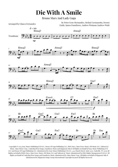 Die With A Smile (arr. Glauco Fernandes) by Bruno Mars And Lady Gaga ...