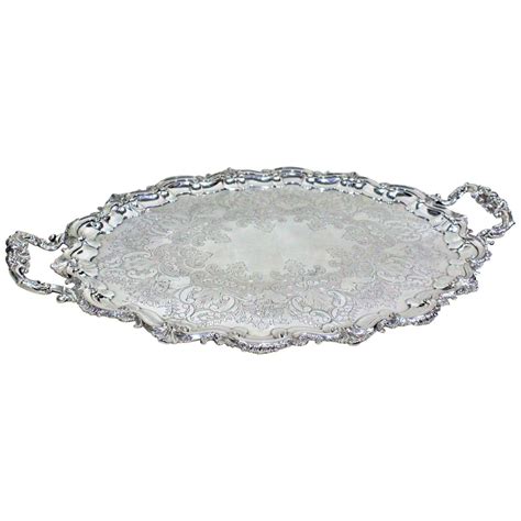 Large Ornate Antique Oval Silver Plated Serving Tray at 1stDibs ...