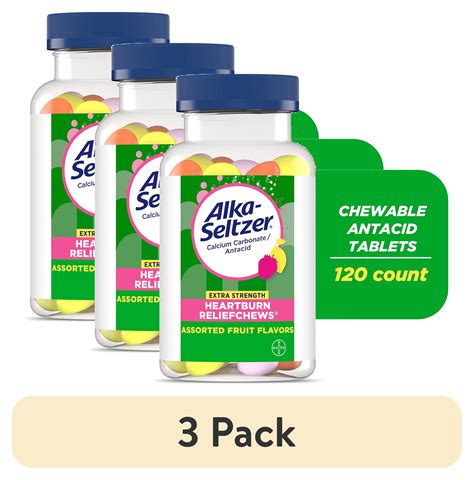 (3 pack) Alka-Seltzer Extra Strength Heartburn Relief Chews Antacid ...