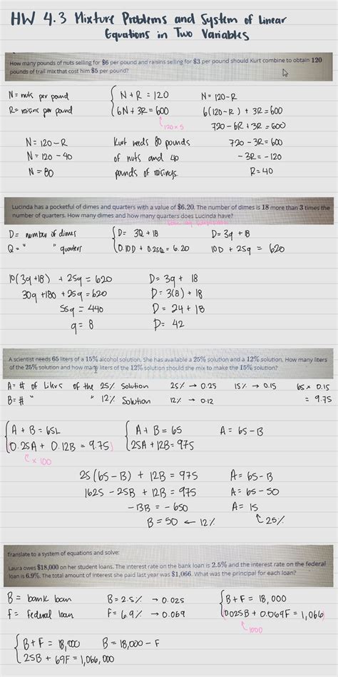 Mixture Problems Algebra 1 的图像结果