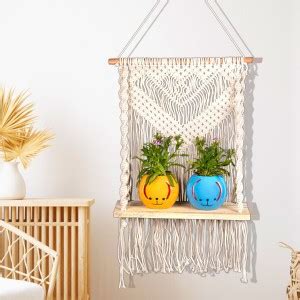 Hs Retail Macrame Woven Cotton Rope Bohemian Decorative Shelf for ...
